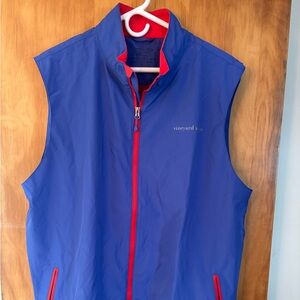 Vineyard Vines Performance Blue Vest Mens XL  With Red Mesh Lined Full Zip
